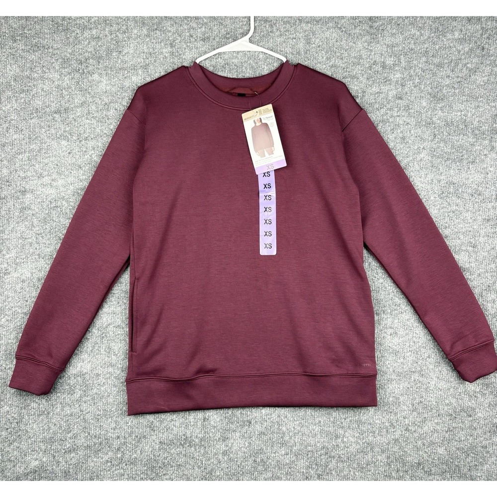 Mondetta Women's Cozy Active Crewneck, Dark Red, X-Small New With Tags Soft